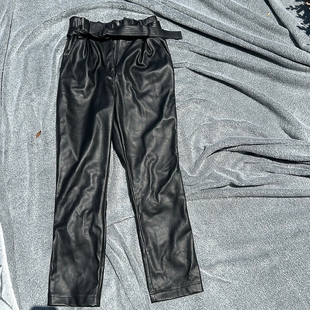 MINKPINK A Thousand Faces Black Vegan Leather Belted Pants